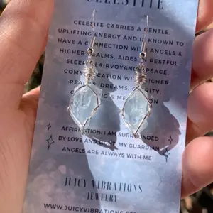 Raw Blue Celestite Earrings, Natural Crystal Earrings, Dangle Crystal Earrings, celestite earrings, celestite jewelry