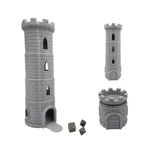 HAUTICO Collapsing Dice Tower and Little Town Houses Scene, Terrain Scenery for 20-28mm Miniatures Wargame