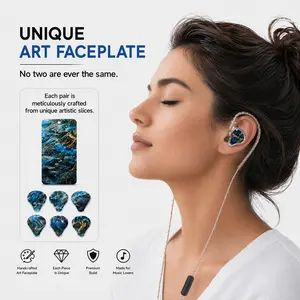 Unique Artistic IEM Earphones | Detachable Cable | Gaming Headset with Unique Artistic Faceplates | High-Fidelity Noise-Cancelling In-Ear Monitors — Supports USB-C & 3.5mm Connections — Ideal Gift for Birthdays, Valentine's Day, and Anniversaries