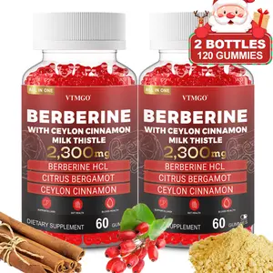2 PCS - BERBERINE Gummies - Dietary Supplement Gummies - Rich in Berberine HCl, Ceylon Cinnamon, Milk Thistle - For Liver, Gut, and Blood Health
