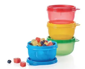 Cute Handy Individual Bowls Set of 4 - 1 of Each Color - Sturdy Plastic for Home & Office Use - Fun Vibrant Design - Perfect for Meals & Snacks