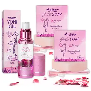 FIVONA Yoni Oil and Soap Bar 3-in-1 Set - Oil Blend 30 ml with 2 Soap Bars 5.3 oz - Body Care Bundle - Body Wash for Skin Comfort - Gentle Cleansing