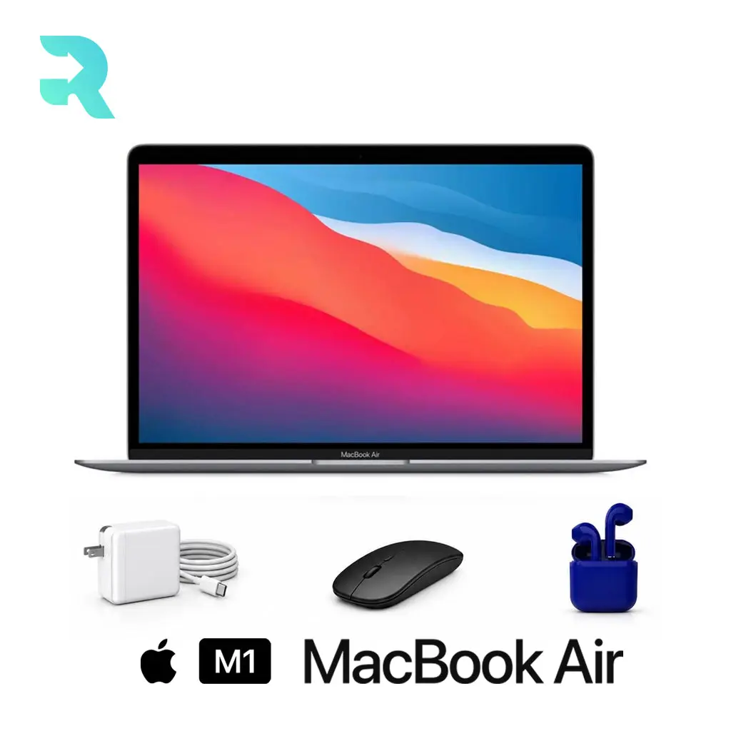 Refurbished 13" M1 Lightweight Portable Work Laptop - 8GB RAM, 128GB Storage, Silver, Excellent Condition Student Office Laptop with Wireless Mouse, True Wireless Earbuds, Charger