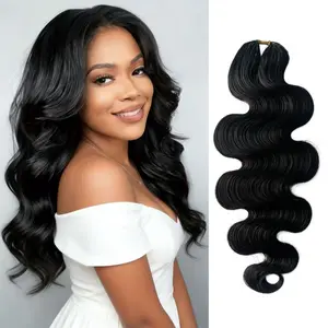 Body Wave Pre Separated Crochet Human Hair Braids Extensions Body Wave Brazilian Virgin Hair for Boho Braiding Knotless Feather Hair Extensions For Black Women Natural Color Body Wave Crochet Human Hair Braid Virgin Feather Crochet Hair Extensions