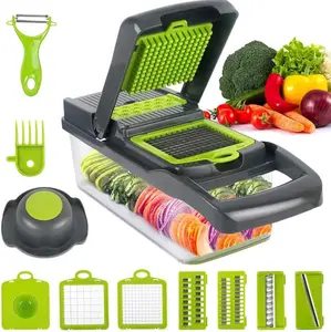 Multi-Functional Vegetable Chopper, Food Chopper - Onion And Vegetable Slicer With Container, Easy To Clean, For Chopping Kitchen Vegetables, Carrots, Salad, Garlic, Potato Slicer Kitchen Gadget.