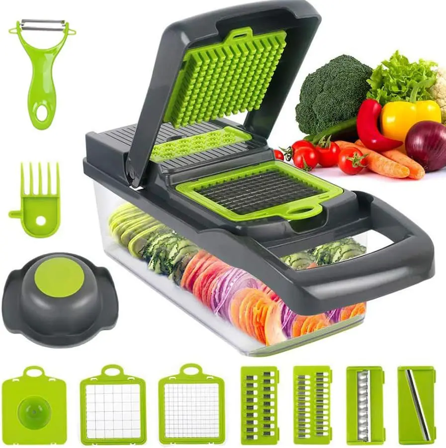 Multi-Functional Vegetable Chopper, Food Chopper - Onion And Vegetable Slicer With Container, Easy To Clean, For Chopping Kitchen Vegetables, Carrots, Salad, Garlic, Potato Slicer Kitchen Gadget.