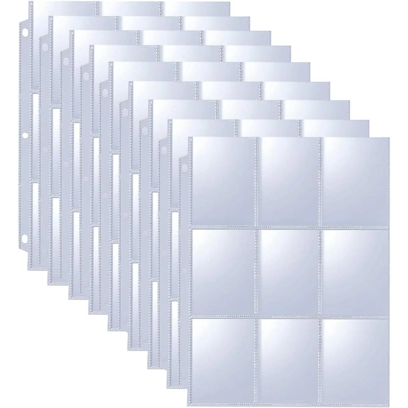 50 Pack 900 Pockets Trading Card Binder Sleeves, 9-Pocket Double-Sided Sheets for 3 Ring Binder, Clear Page Protectors for Football, Baseball, Business Cards