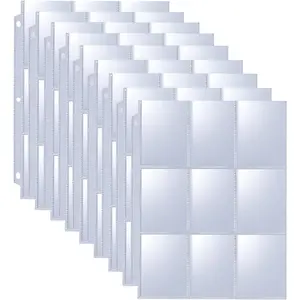 50 Pack 900 Pockets Trading Card Binder Sleeves, 9-Pocket Double-Sided Sheets for 3 Ring Binder, Clear Page Protectors for Football, Baseball, Business Cards