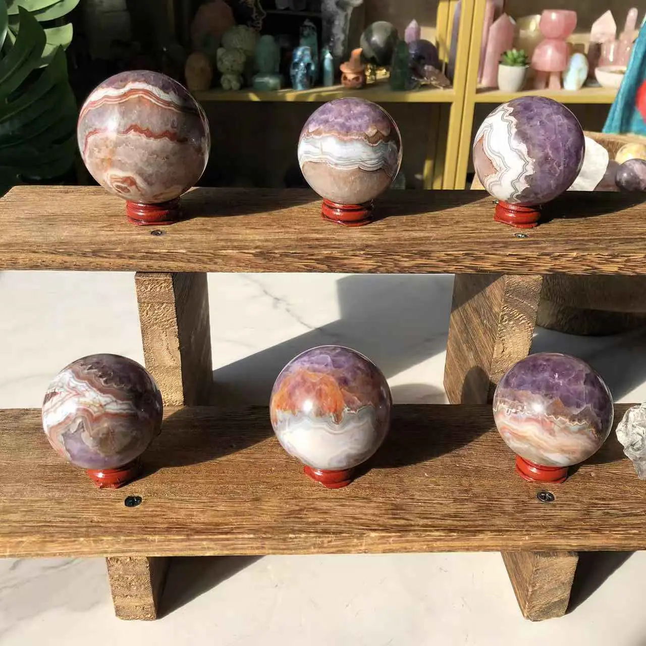 Natural Crystal Amethyst with  Mexican agate Sphere Collection