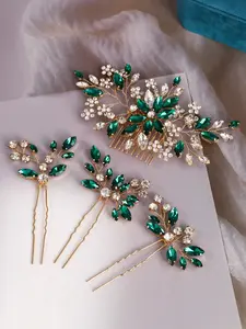 Women's Handmade Glass Rhinestone Hair Comb Set, Wedding Party Bridal Accessories, U-Shaped Hair Pin Bridesmaid Jewelry, Hairpin