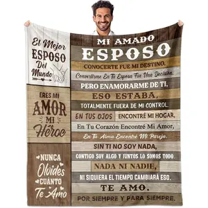 Valentines Day Gift for Him Husband Esposo Gifts Blanket 60"x50", Regalo para Mi Esposo Manta, Gifts for Husband in Spanish, Husband Birthday Gift from Wife, Regalos de Cumpleaños/Aniversario/Valentín Soft Warm Blanket