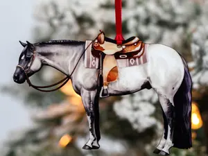 Western Horse Ornament - Grulla Appaloosa Christmas Decor - Handcrafted Holiday Decoration