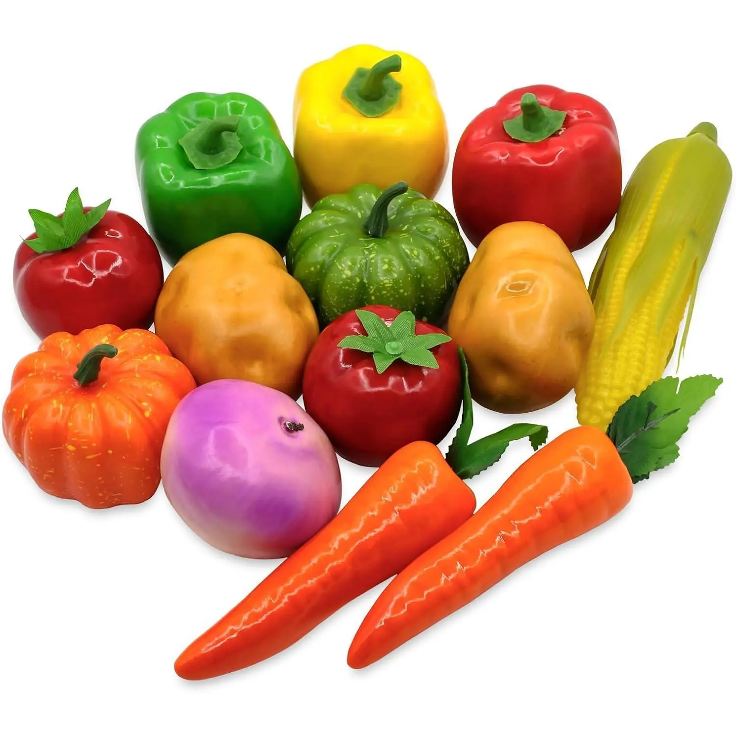 13Pcs Realistic Artificial Vegetables Lifelike Decorative Food Simulation Faux Veggies for Home Kitchen Christmas Decoration