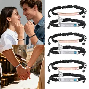 Custom Engraved Couple Bracelet With Love Quotes, Perfect Gift for Long Distance Relationship and Graduation
