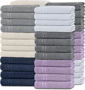 White Classic Cotton Washcloths, Bathroom Face Towels 12 x 12 Inch Multicolor 48 Pack