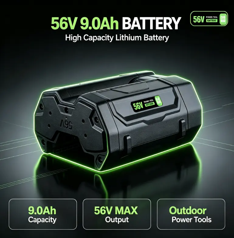 9.0Ah 56V Max Lithium Ion Large Capacity Battery EGL1828 Replacement Fit EGO Power+ BA5600T BA1400T BA2800T BA4200T Lawn Mower, Chainsaw, Blower Outdoor Equipment