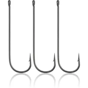 100 Pack Aberdeen Fishing Hooks Freshwater, Straight Shank Light Wire Worm Hooks for Bass/Crappie/Bream/Bluegill/Panfish