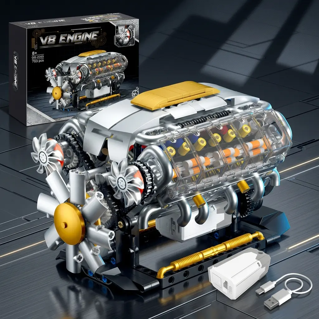 Technik Diesel Engine Kit,Building Blocks,Mini Diesel Model Set for Adults,Compatible with Lego and STEM Toys,Gift for Car Enthusiasts and Boys Aged 14 and Up (703 Pieces)