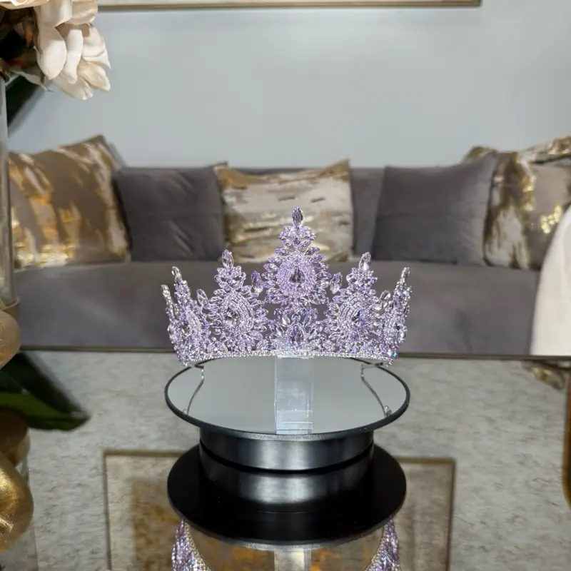 Lilac Beaded Quinceañera Crown Lilac Bridal Crown