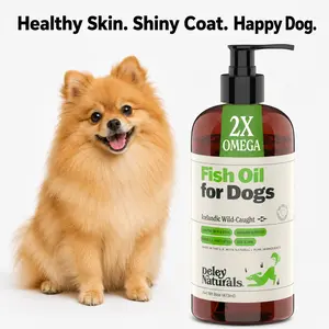 Deley Icelandic Wild-Caught Omega 3 Fish Oil for Dogs 16 oz Pump - 800 EPA & 525 DHA per TSP, BPA-Free, Supports Skin and Coat Health