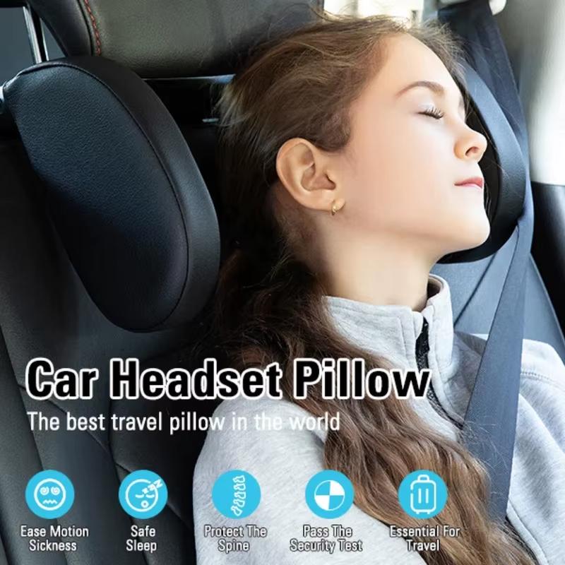 CAER High Quality Car Headrest Pillow 360° Adjustable PU U-Shaped Travel Seat Rest Cushion for Kids & Adults Universal Fit Safe Durable Easy Install