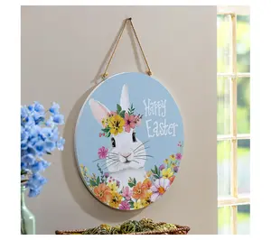 Evergreen 18" Floral Bunny Door Decor