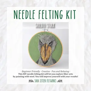 DIY Angry Shoebill Stork Needle Felting Kit - By Sara Setzer Feltworks