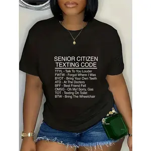 100% Cotton Senior Citizen Texting Code - Grandmother & Grandfather Gift T-Shirt
