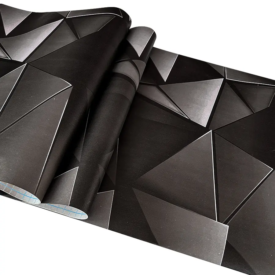 3D Geometric Self-Adhesive PVC Wall Paper Roll, Waterproof Moisture-Proof Dormitory Study Bedroom Wall Decoration