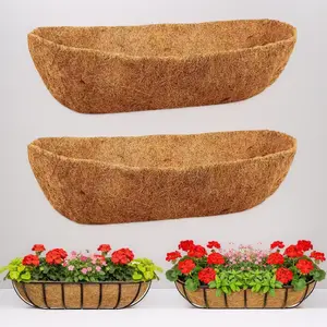 24 Inch Coco Liner 2-Pack: Coconut Coir Trough Liners for Window Box, Hanging Basket & Planter Box |   24" x 8" (Approx.)