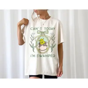 Shrekk Coquette Floral Tshirt, Can't Today I'm Swamped Shreekk Funny Trending Shirt, Shreekk Face Meme Shirt, Cartoon Tee