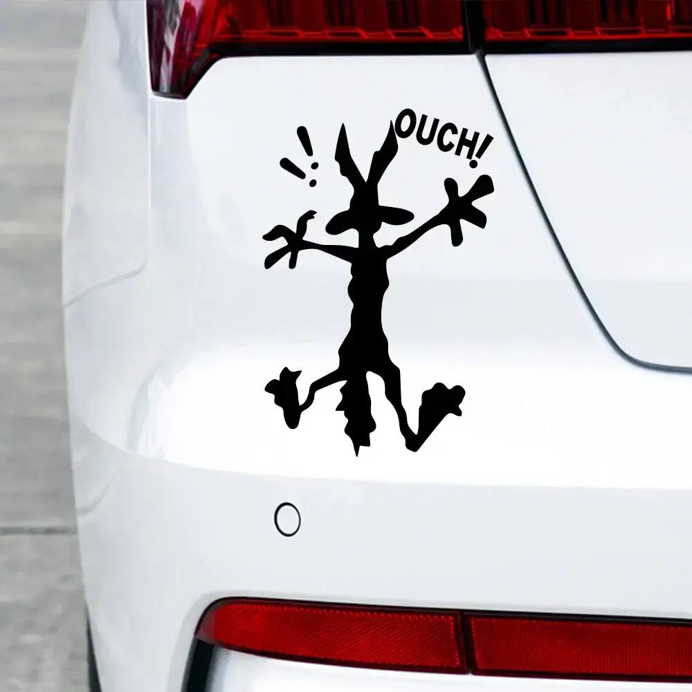 Decorative Automotive Adhesive Creative Funny Car Sticker Coolest Car Ouch Accessories PVC Sunscreen Waterproof Decal Sticker