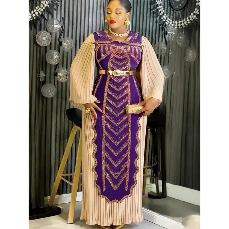 fitted lace wedding dress Plus Size Ankara Sequin Bodycon Maxi Gown| Party Dress|Top Super Deals Navy Blue / L main image 0