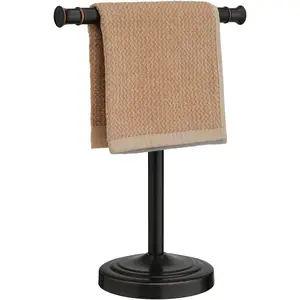 13 Inch Oil Rubbed Bronze Towel Stand Hand Towel Holder Bathroom Kitchen Vanity Countertop T-Shape Towel Rack Free Standing Stainless Steel Towel Bar Towel Ring