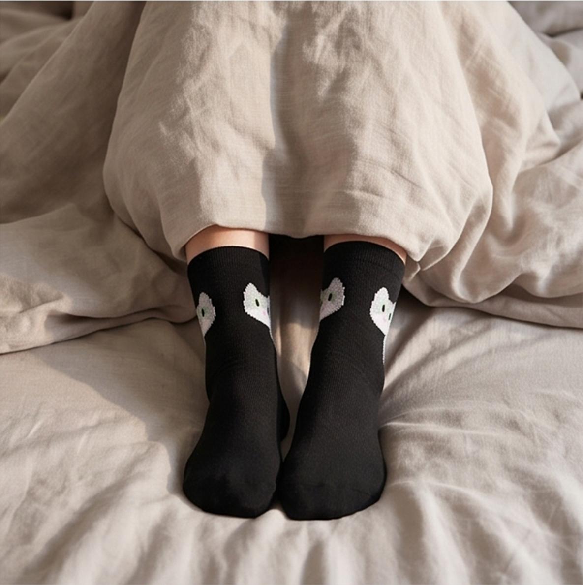 Orange Cat Egg Socks Unisex Mid-Calf Pure Cotton Funny Cartoon 3D Pom Pom Ins Trendy Cute Versatile Outdoor Cotton Socks 2 Pairs
