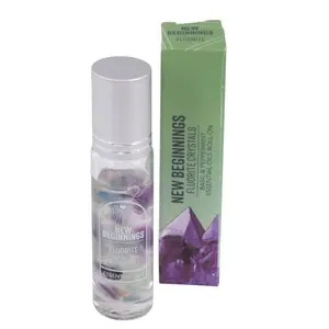 New Beginnings Flourite Crystals Basil and Peppermint Essential Oil Roll-On