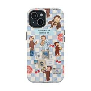 Cute Monekey Phone Cover, Curious George Phone Case, Bible Verse Phone Case with Cute Monkey Pancake Design, Christian Phone Cover, Protective Cover, Gift for fans for iPhone SE to 16 Pro Max & Samsung S21 Ultra to S2
