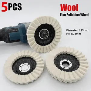 5 Piece 5 Inch Wool Polishing Wheel Pad Effective Polishing Angle Grinder Accessories, Metal Glass Ceramic Polishing Tool Set, Hard Material