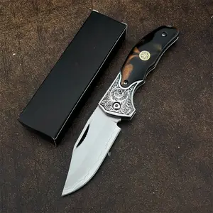 Multi-Function Wear-Resistant Folding Knife 5Cr13MoV Steel Blade 420 Steel Frame + Acrylic Handle Outdoor Camping Knife Practical Tool for Hiking and Fishing Stainless Steel Knives