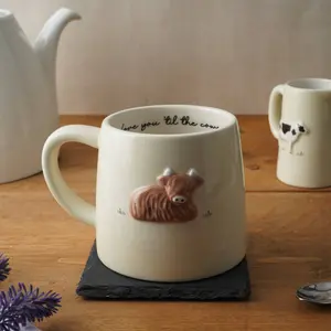 Highland Cow Stoneware Mug In Gift Box - Bramble Farm