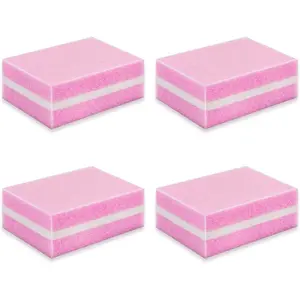 Nail Buffer Block, Dual Grit Sponge Nail File for Nail Sanding, 4 Piece Pink Manicure Tools for Nail Sanding and Manicure, Ideal for Nail Salons and Home Use