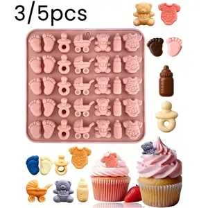 3/5 Cartoon Silicone Molds for Candy Chocolate Cake Decoration, Reusable Easy Release Baking Tools, Handicrafts Supplies