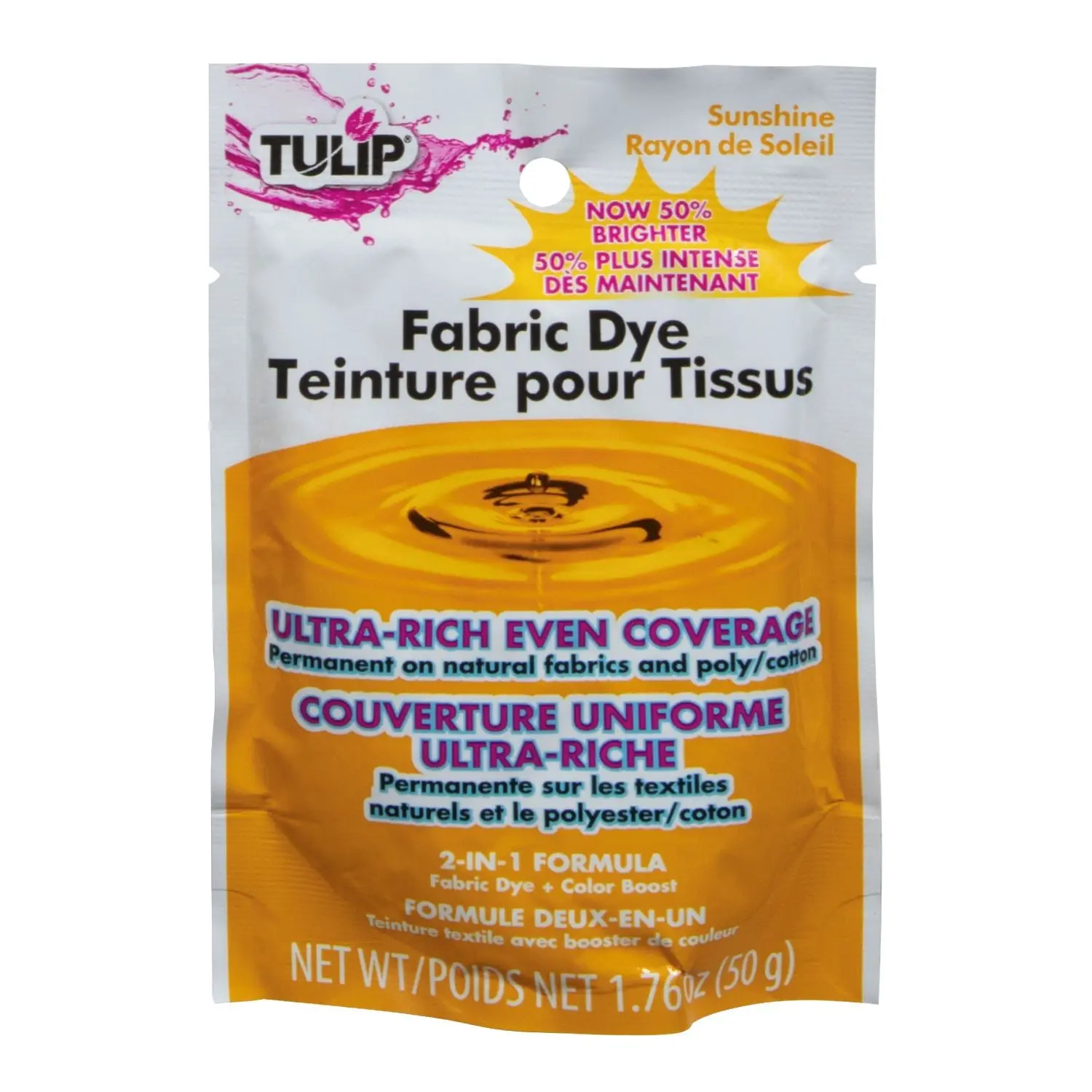 Tulip Permanent Fabric Dye - Sunshine Shade, Ideal for Cotton & Natural Fabrics, Supports Dip Dyeing, Activates via Hot Water Method