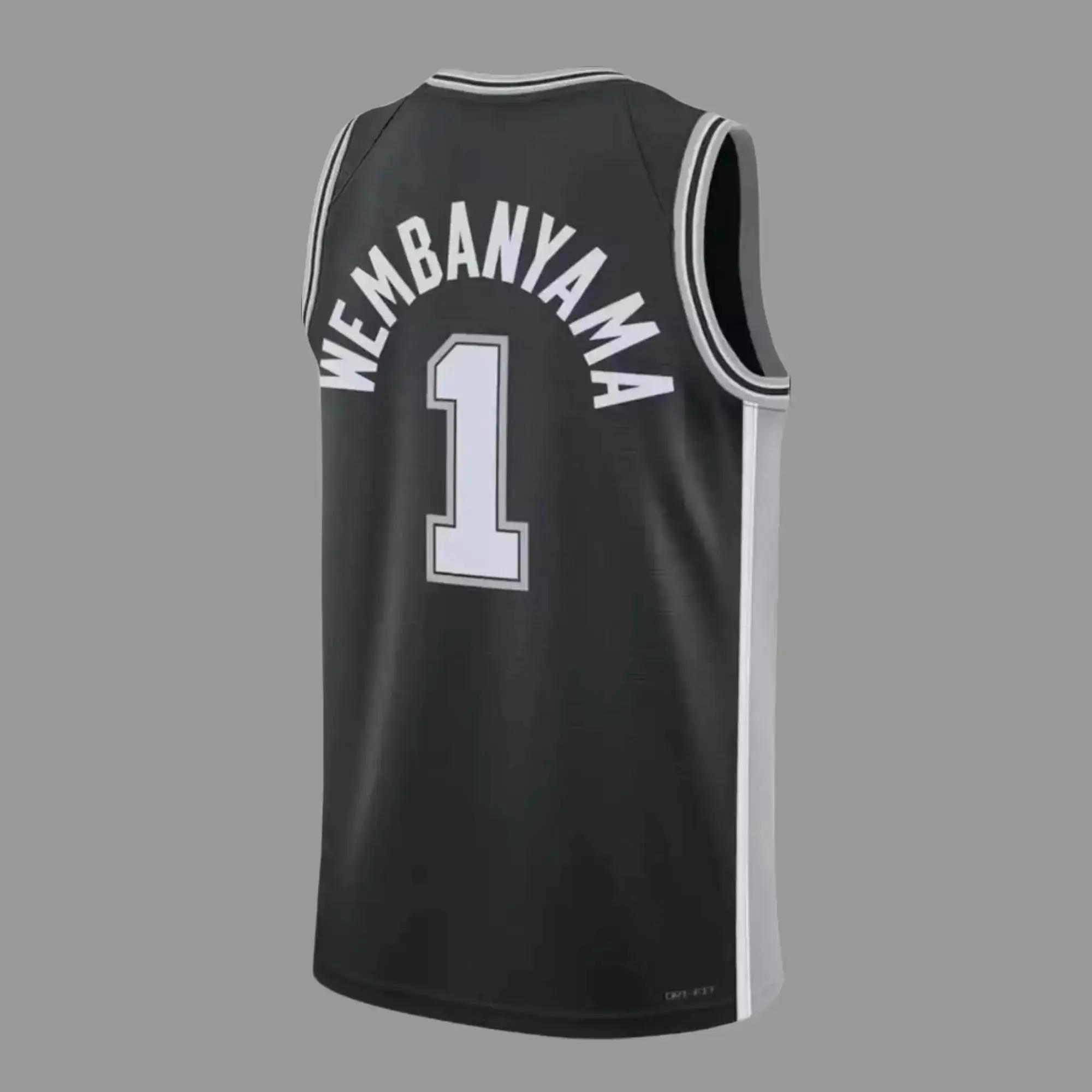 Wembanyama #1 Swingman Basketball Jersey 2026, Black White Full Logo Edition, Pro Style Sleeveless Hoop Fan Shirt, Game Day Sportswear, Streetwear Outfit for Basketball Fans & Collectors