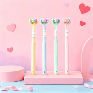 Couple's 3D Multi-Angle Toothbrush Set, Romantic Design, Deep Plaque Clean, Teeth Plaque Remover, Fresh Breath, Tongue Scraper, Gentle Bristles, Soft Toothbrush, Multiple Colors