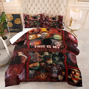 This is my horror movie patterned bedding set, including 1 blanket and 1 or 2 pillowcases without pillowcases, soft children's and adult bedroom decoration gifts