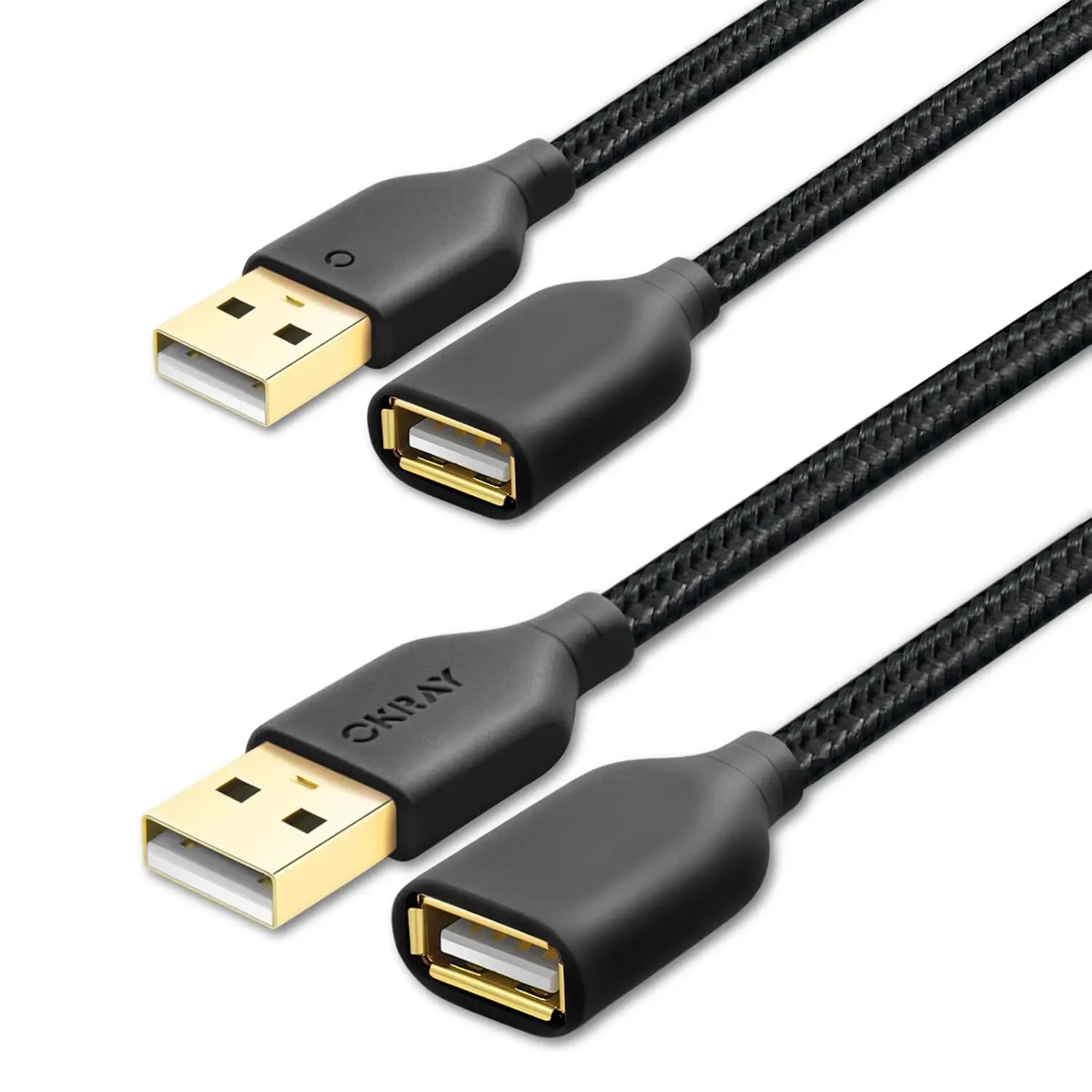 USB Extension , 2-Pack  6FT Nylon Braided USB 2.0 Extension  Type A Male to Female  Extender Cord with -Plated Connector for Printer, Camera, USB Flash Drive, Hard Drive,