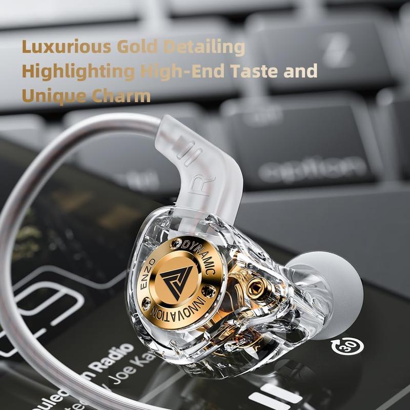 Wired Gaming Headphones IEM Earphones with 1DD，QKZ in Ear Monitor, HiFi Earbuds, Bass Sound with New 11mm Dynamic Driver for Video Music Gaming