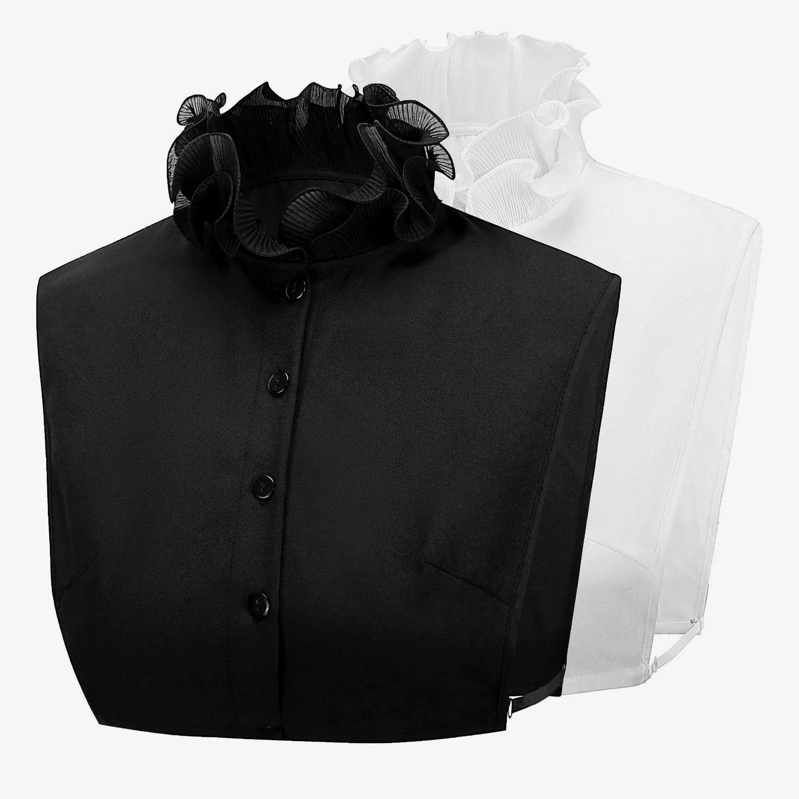 OIDEA 2Pcs Victorian Ruffle Fake Collar for Women - Detachable Frilly Stand Collar Blouse Dickey summerwins