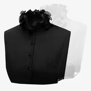 OIDEA 2Pcs Victorian Ruffle Fake Collar for Women - Detachable Frilly Stand Collar Blouse Dickey